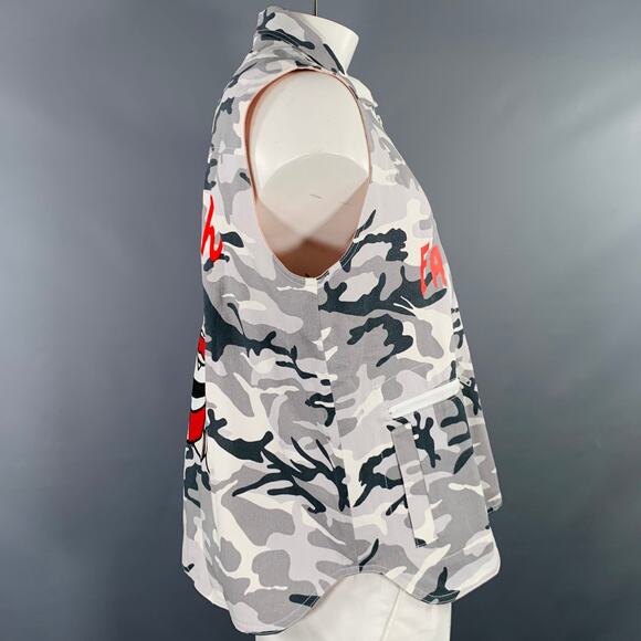 FUCKINGAWESOME Size XL Grey Black White Camo Cotton Cargo Vest - Picture 3 of 6